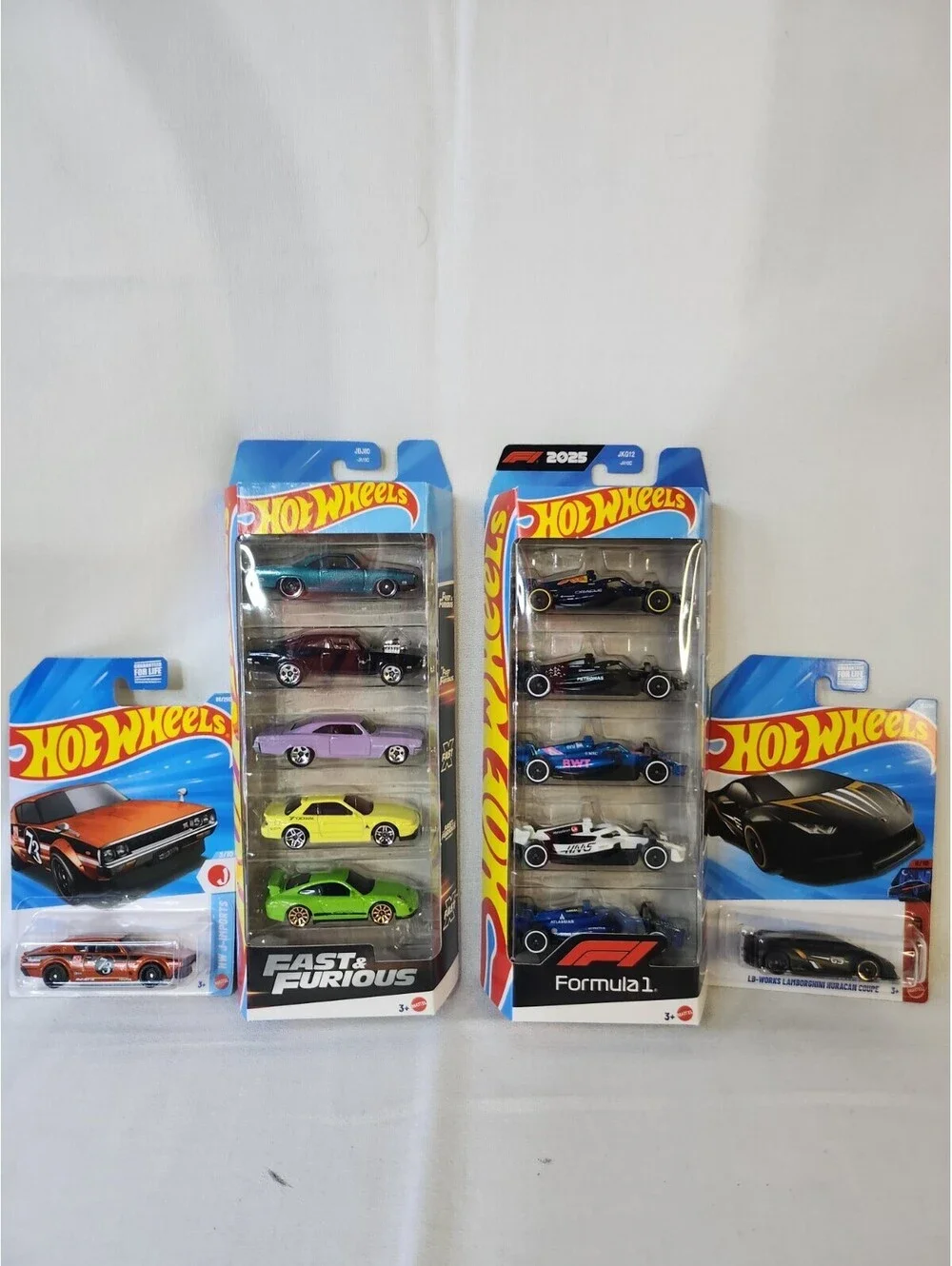 Hot Wheels Formula 1 & Fast & Furious Diecast 1:64 5-Car Collection Set